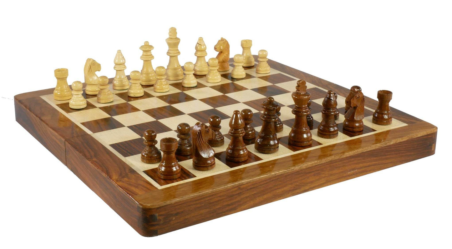 Chess Set - 12" Folding wood Magnetic Chess