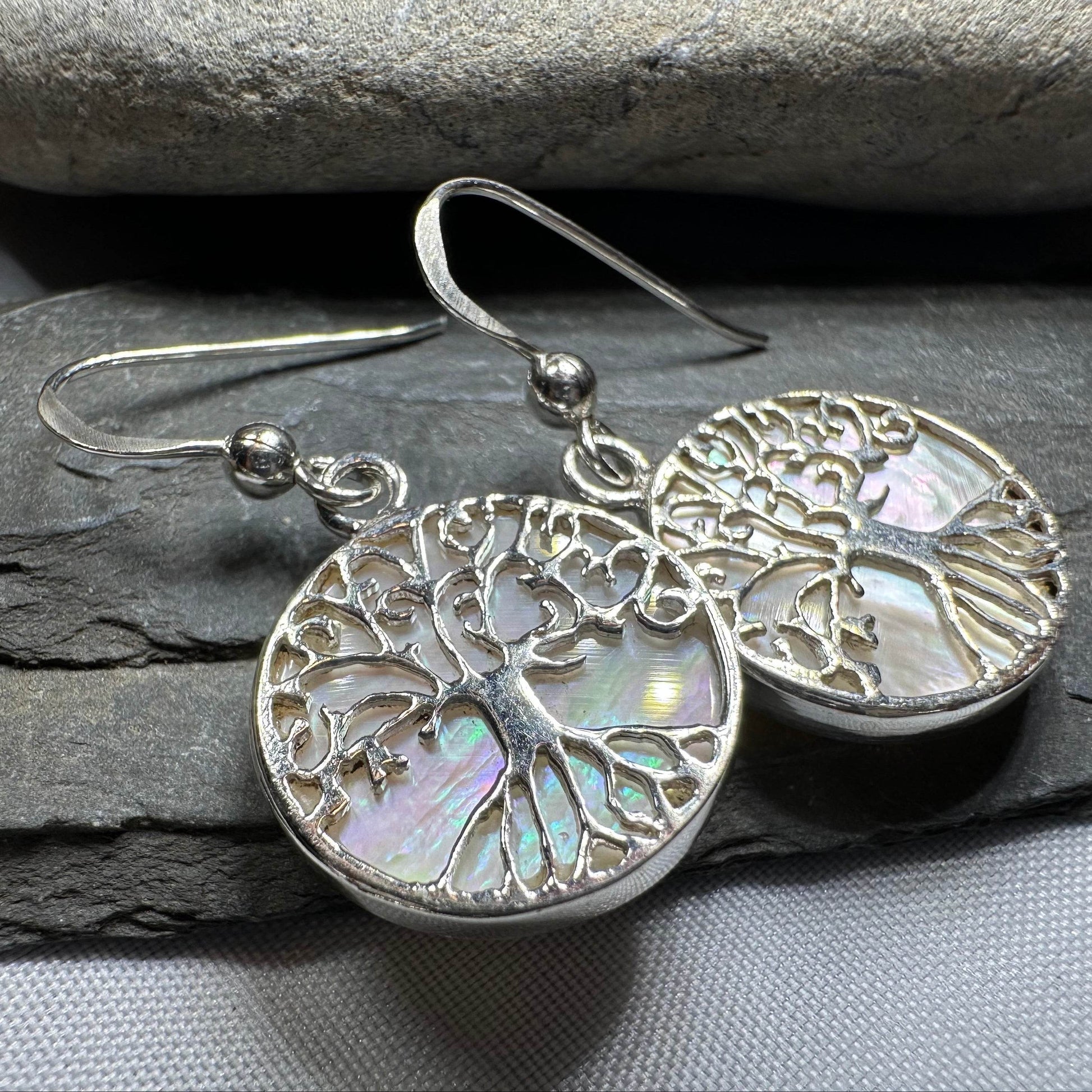 Veronica Tree of Life Earrings - Abalone Shell
