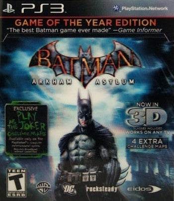 Batman: Arkham Asylum Game Of The Year Edition (Playstation 3) - Game Manual Only
