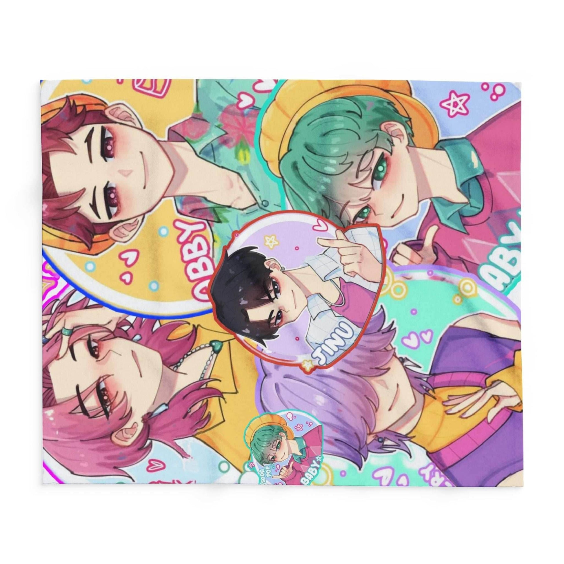 Anime-Inspired kpop boys Fleece Blanket, Cozy Throw Blanket, Personalized Gift, Home Decor, Unique Anime Blanket - 30'' × 40''