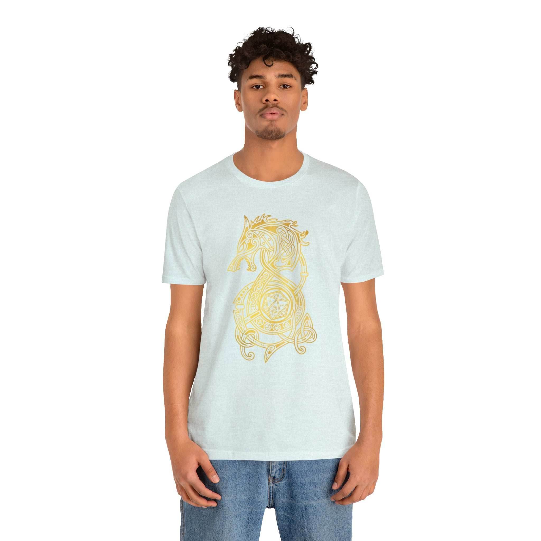 Golden Celtic Dice Dragon Shirt - Army / S