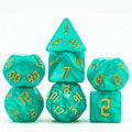 Seafoam Macaron 7-Dice Blend Set w/Gold Numbers - 