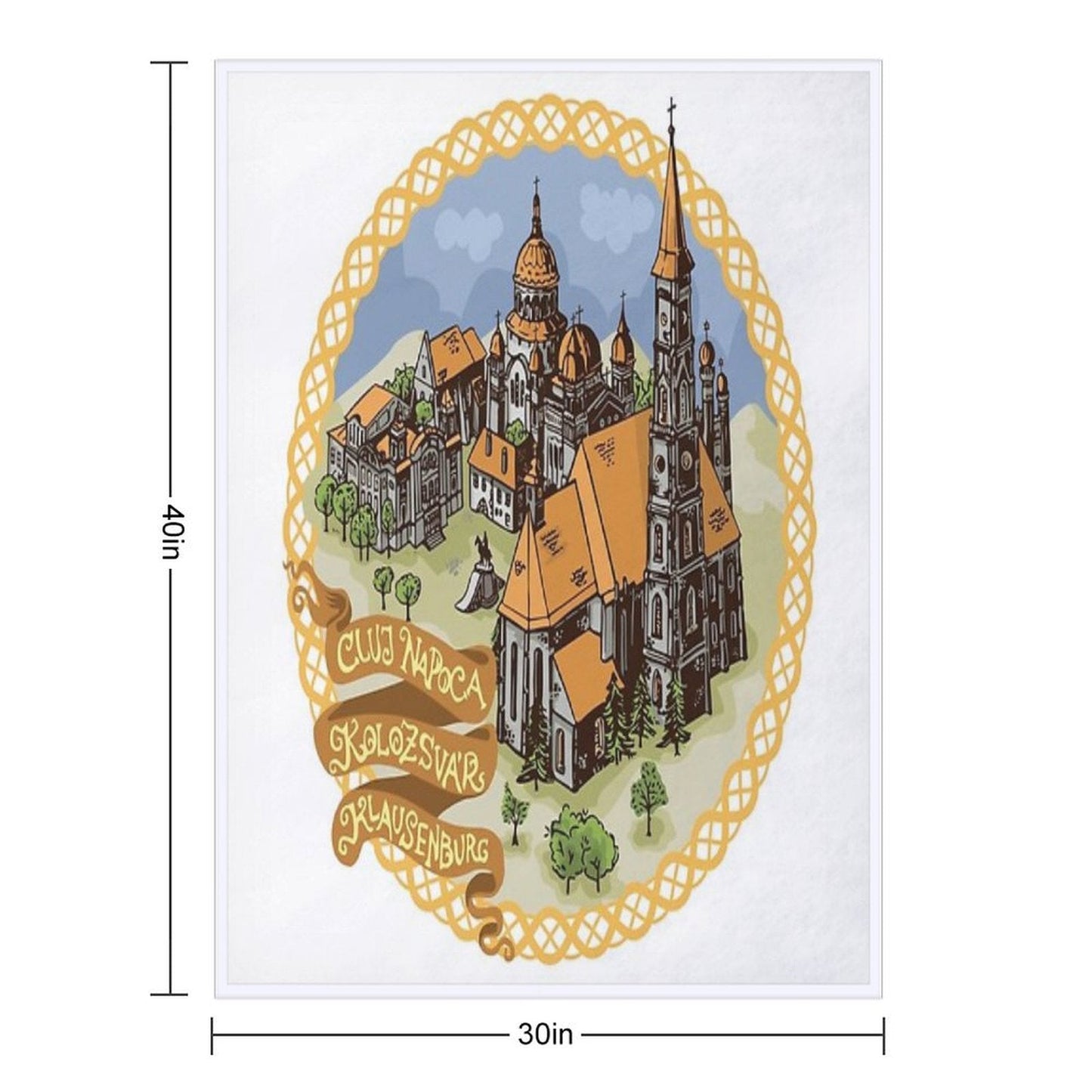 Transylvania Cities Illustration  Cluj Napoca, Kolozsvár, Klausenburg Throw Blanket
