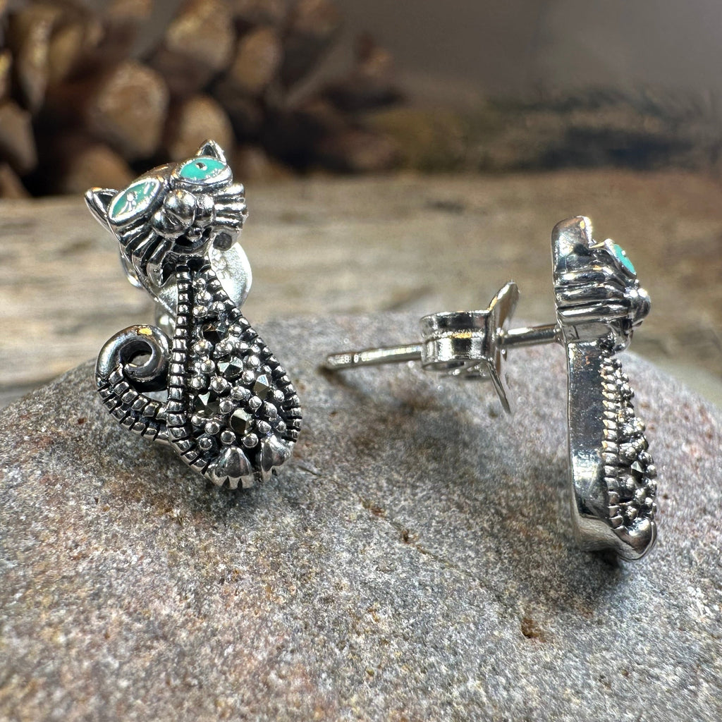 Curious Cat Stud Earrings