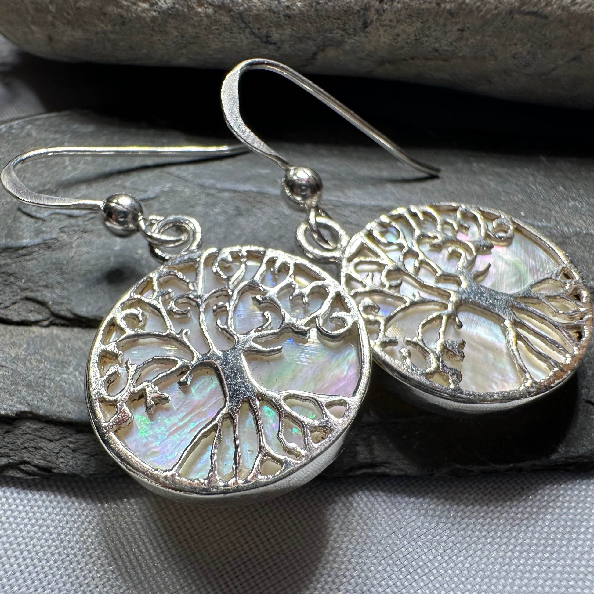 Veronica Tree of Life Earrings - Abalone Shell