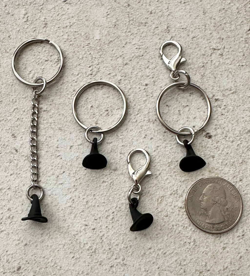 Black Witch Hat Zipper Pull Bag Charm Keychain