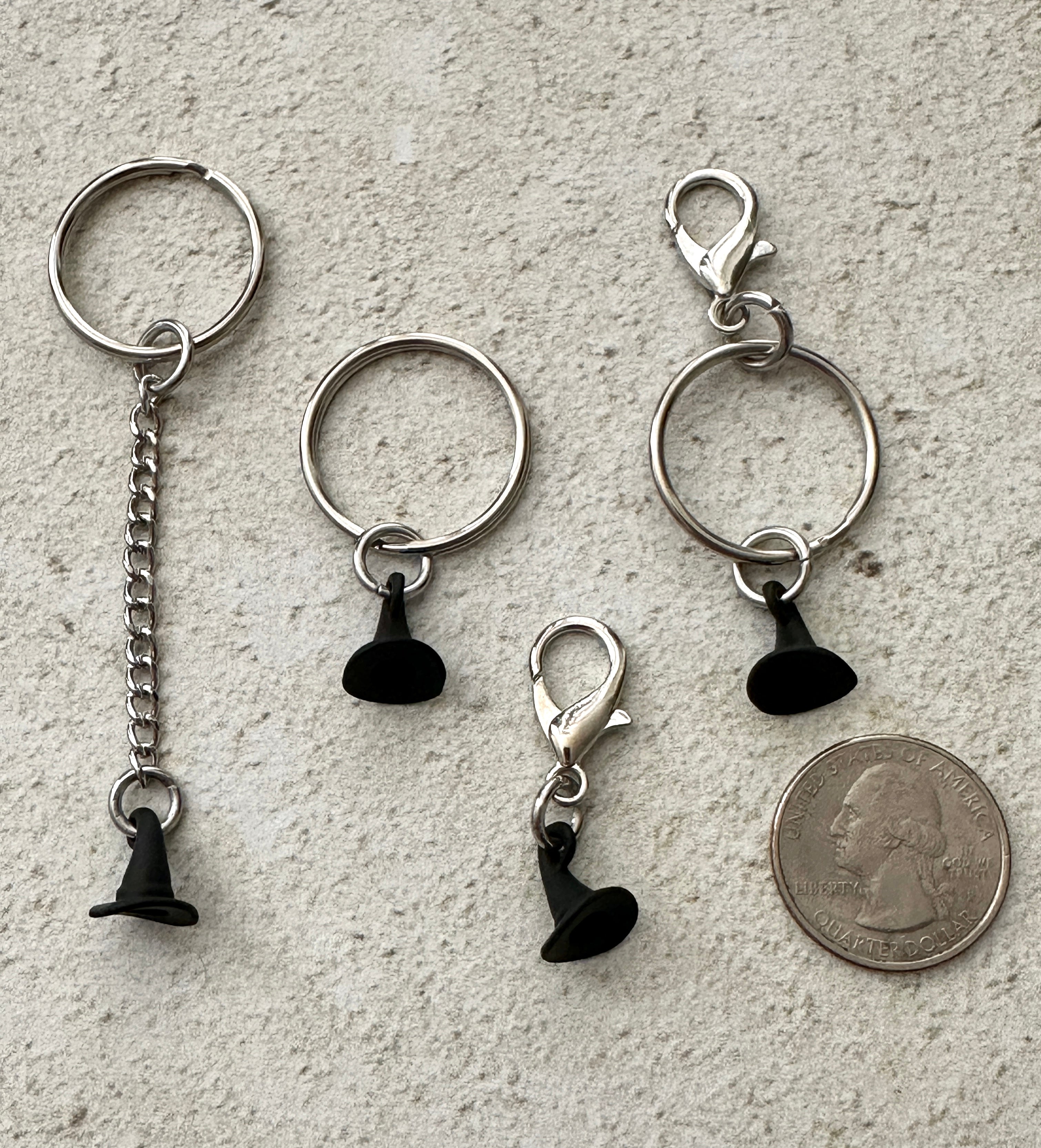Black Witch Hat Zipper Pull Bag Charm Keychain
