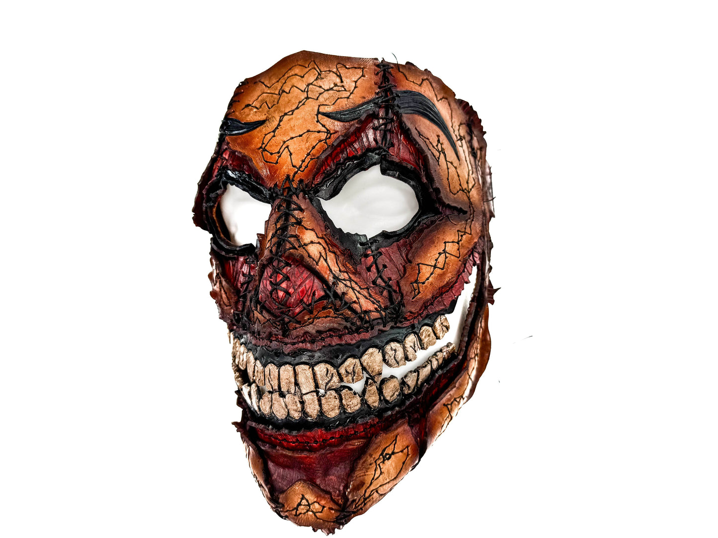 Genuine Leather Mask - GigaMyme Fleshy Edition - Handmade Mime Full Face Cover for Halloween, Performance or Cosplay Costume - 