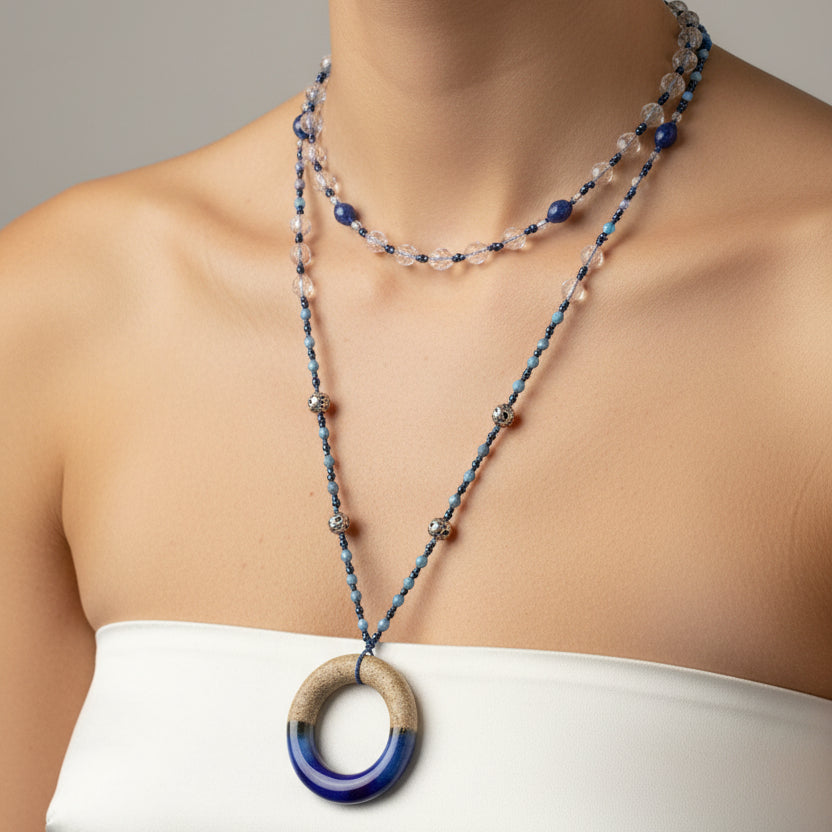 Coastal Blues Long Necklace