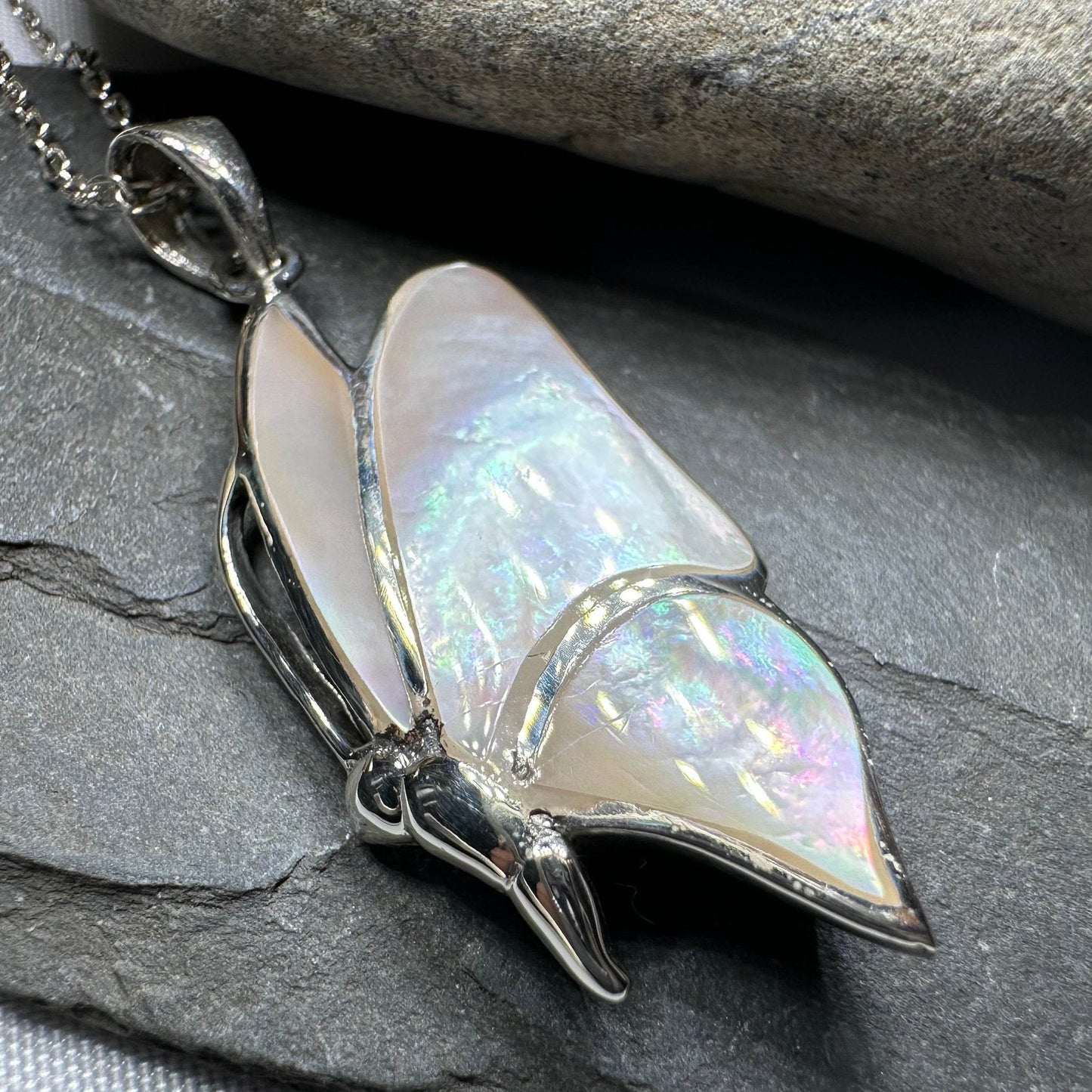 Sara Butterfly Necklace - blue abalone shell