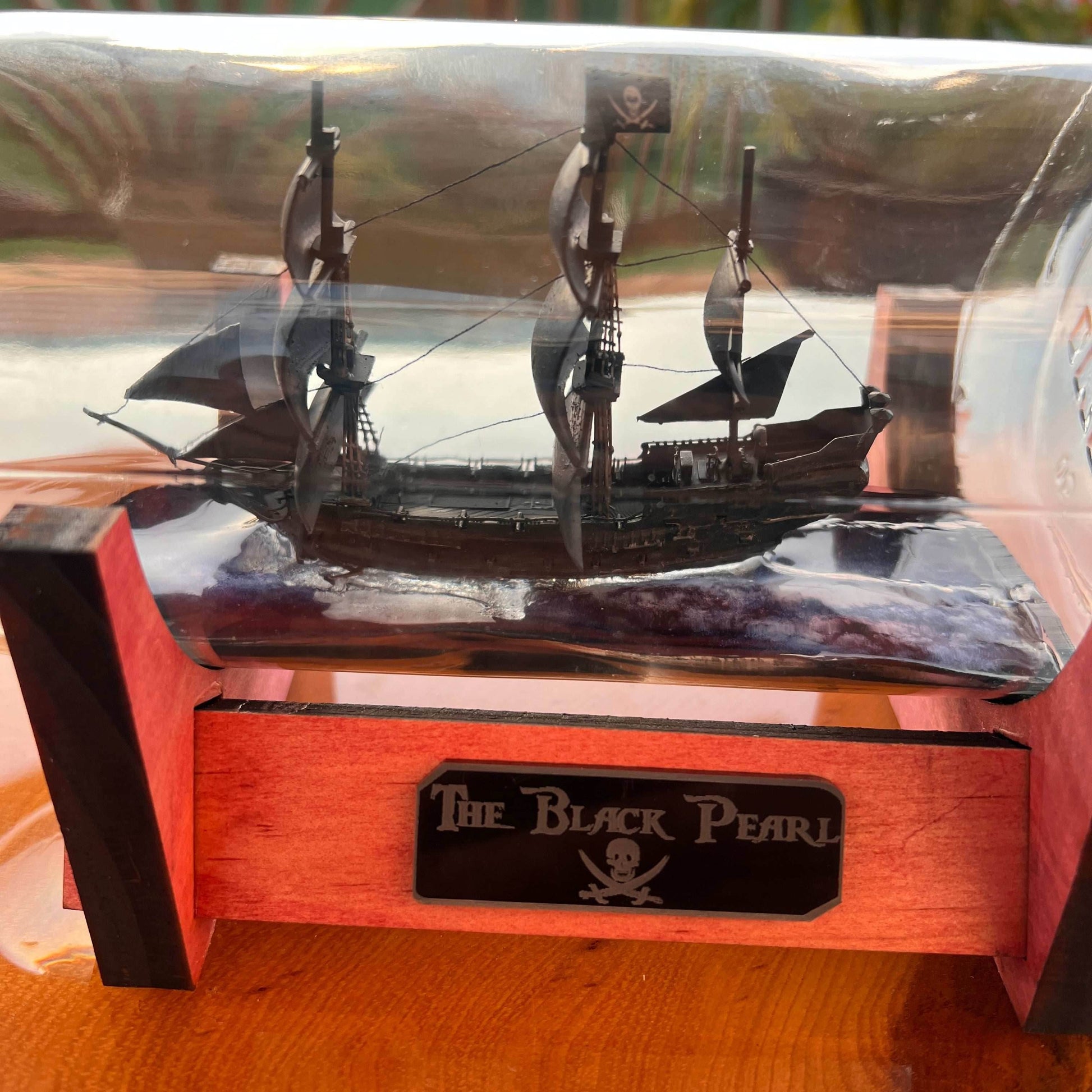 Black Pirate Pearl Ship in a Bottle - 