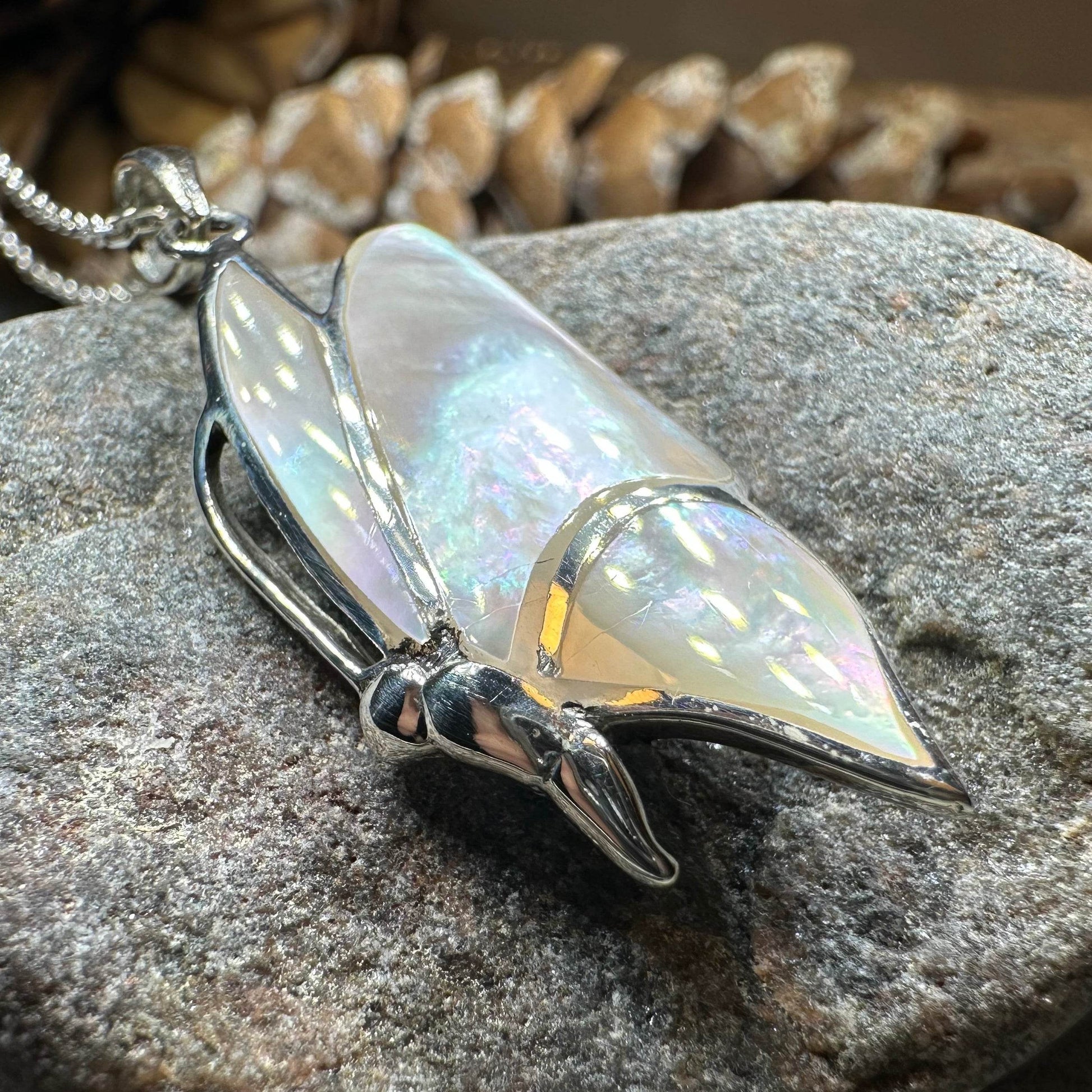 Sara Butterfly Necklace - blue abalone shell