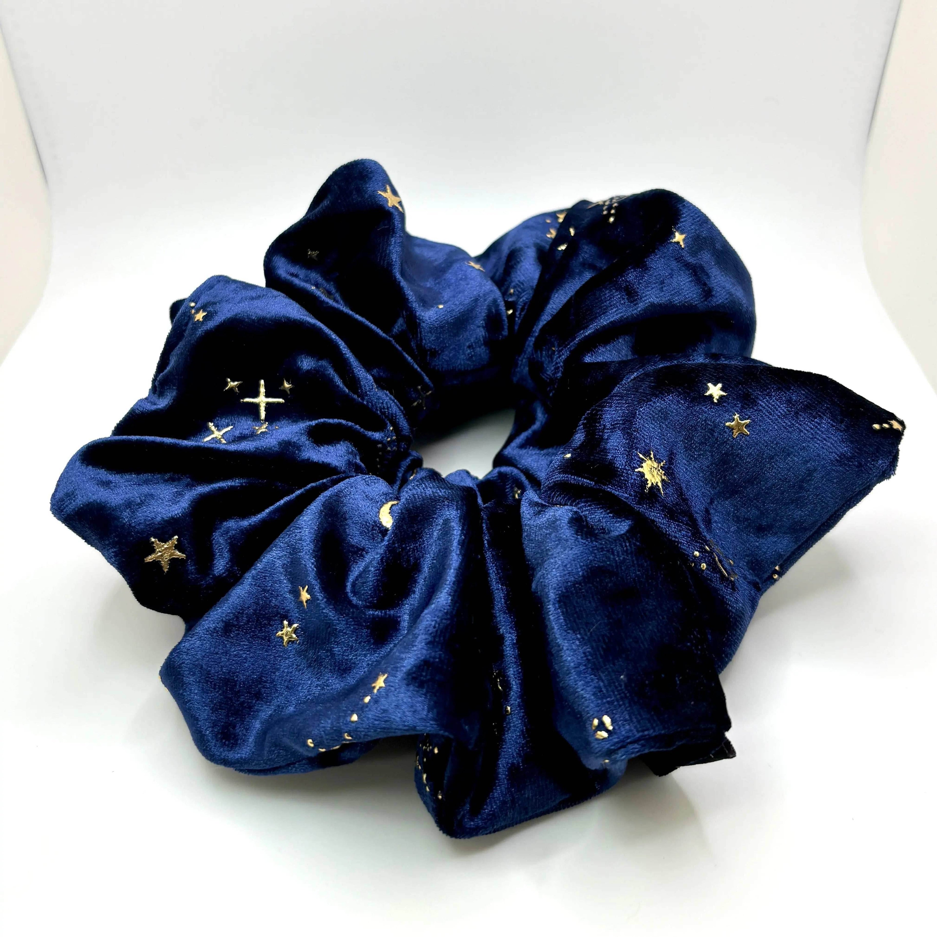 Celestial Star Navy Crushed Velvet Scrunchie - 