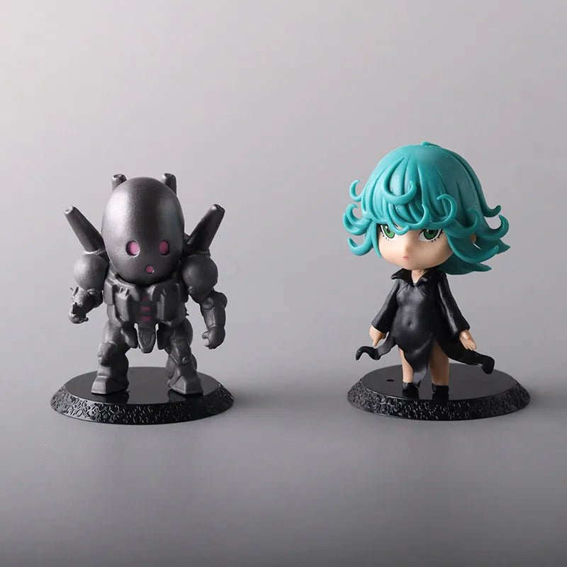 6Pcs One Punch Man Chibi Anime Figures, Saitama Genos Garou Bang Tatsumaki Mumen Rider Metal Knight, OPM Collection Set