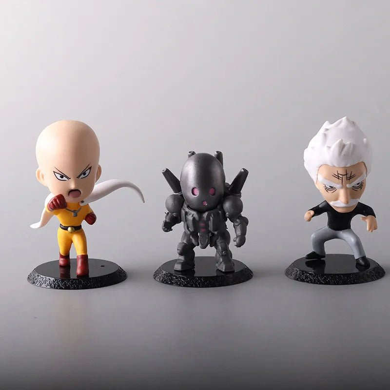 6Pcs One Punch Man Chibi Anime Figures, Saitama Genos Garou Bang Tatsumaki Mumen Rider Metal Knight, OPM Collection Set