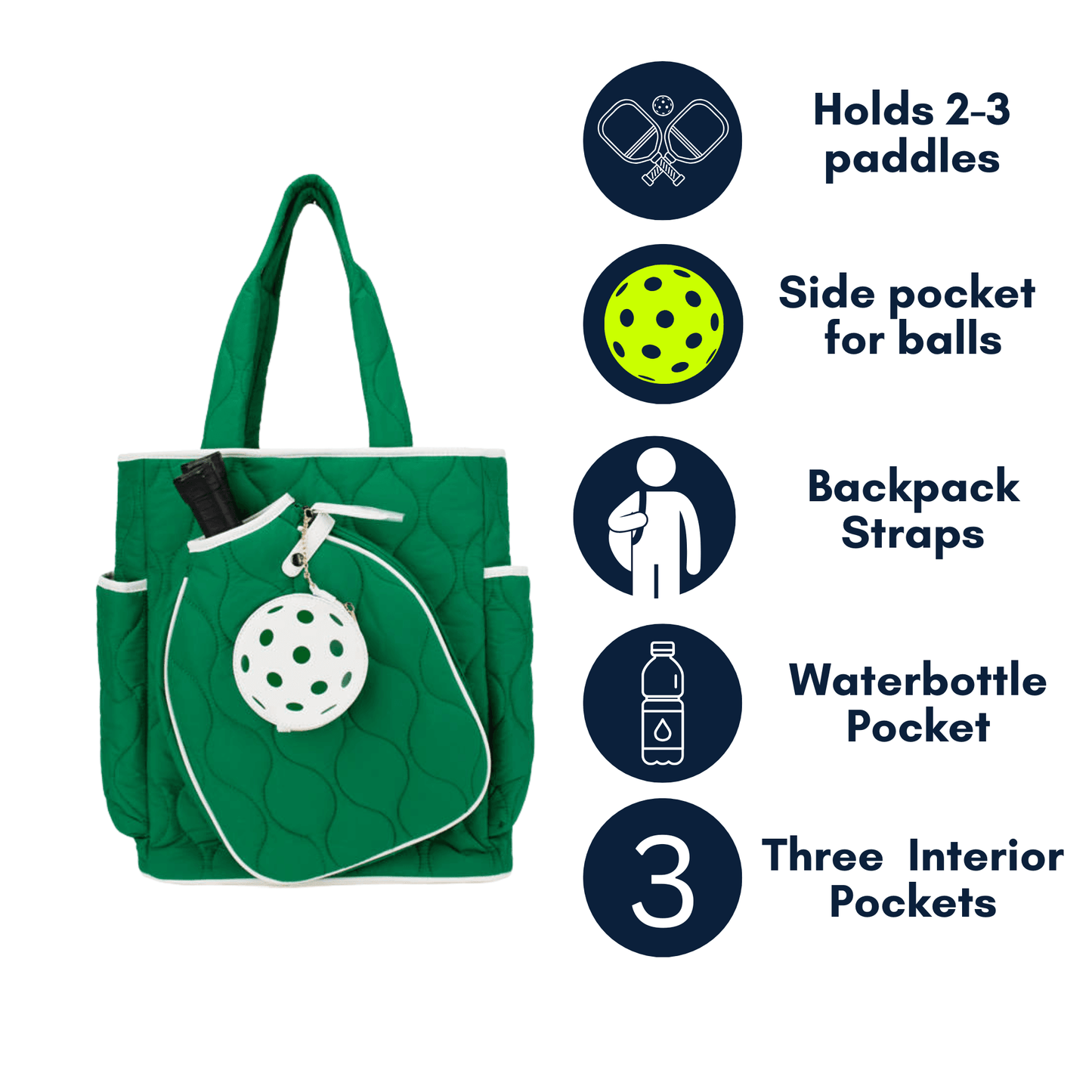 Fifth Ave Pickleball Convertible Tote Bag/Backpack - Admiral Navy