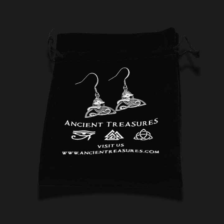 Celtic Cat on Triquetra Stainless Steel Earrings - 