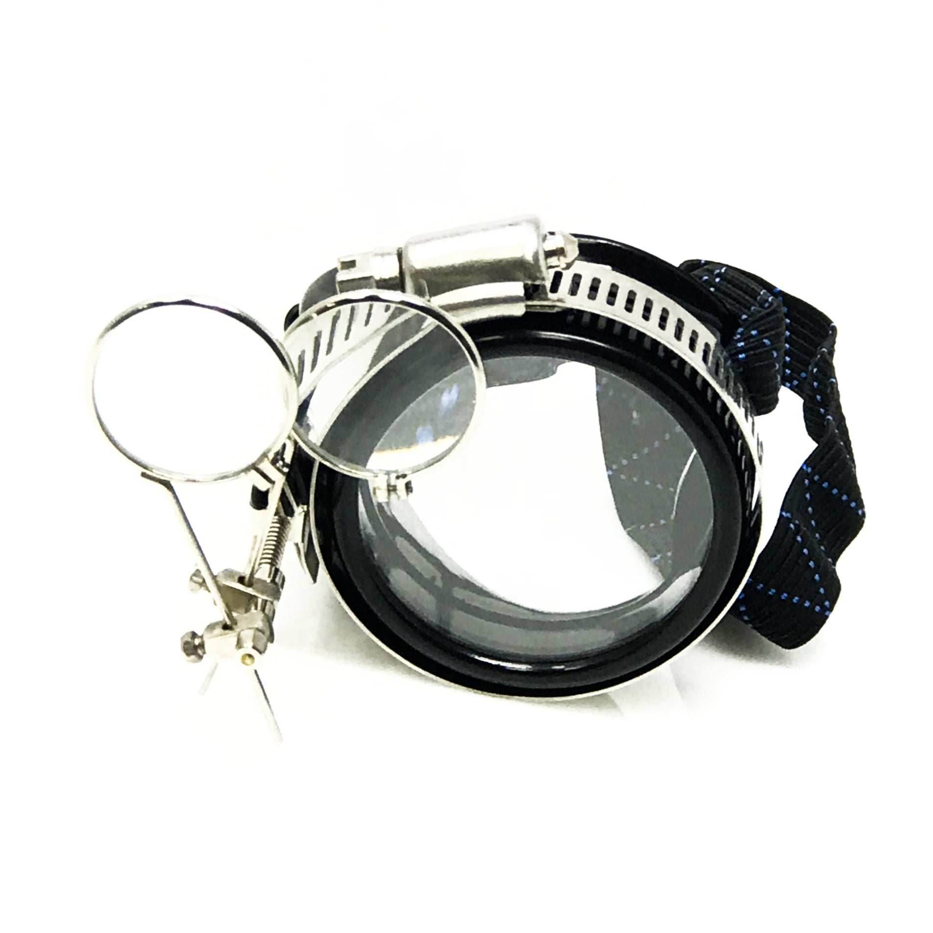 Airship captain pirate eyepatch monocle Rave goggle with magnifying eye loupes - red