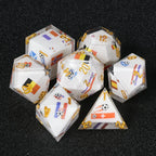 DND World Cup Resin Dice Set with National Flags and Soccer Balls + Gold Lettering