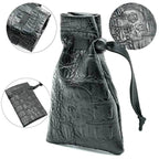 Leather Dice Bag with Skull sporting d20 Tattoo - 