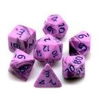 Warlock's Pain 7-Dice Set Purple & Light Purple w/Purple Numbers Dnd Dice Set - 