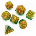 Green and Gold Starfish Dice 7-Dice Set Resin Dungeons and Dragons Dice - 
