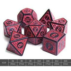 Red Magic Flame 7-Dice Set DND RPG Dice Black w/Color Fill - 