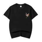KH858 Flying Crane Embroidery Tee - black / S