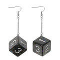 Black Glitter Dice Earrings: D6 Dice w/Colorful Inclusion Nerdy RPG Jewelry - 