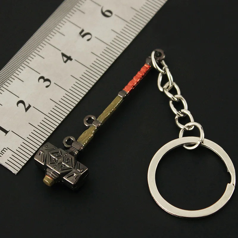 6cm Link Hammer Pendant Model Keychain for Men Game Peripheral The Hyrule Fantasy Key Ring Fans Collect Jewelry