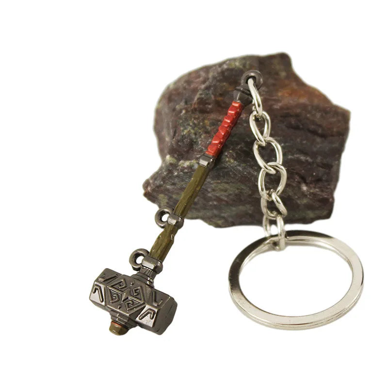 6cm Link Hammer Pendant Model Keychain for Men Game Peripheral The Hyrule Fantasy Key Ring Fans Collect Jewelry