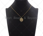 Clear CZ Micro Pave Evil Eye Star On Round Coin Shaped Pendant/Charm, Star Cubic Zirconia Pendant Charm, 20mm,sku#Y334