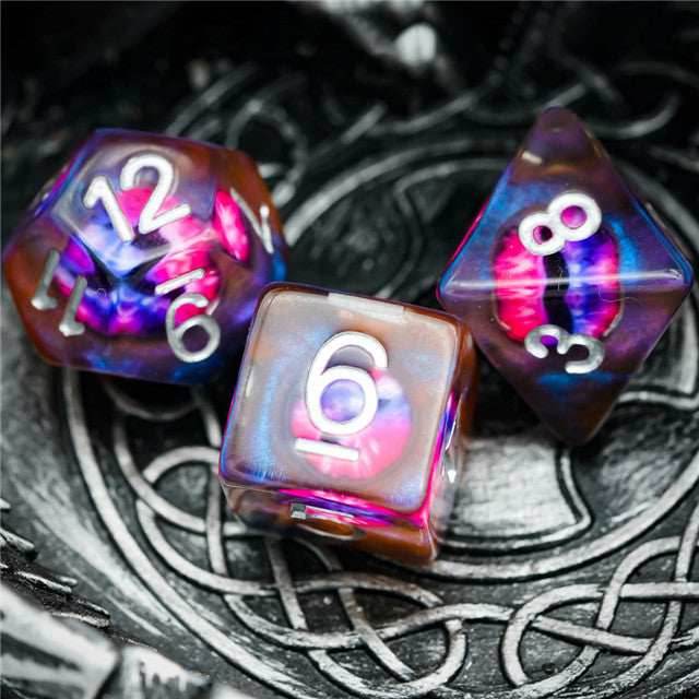 Demon Eye Dragon Eye Dice 7-Dice Set Resin Dungeons and Dragons Dice - 