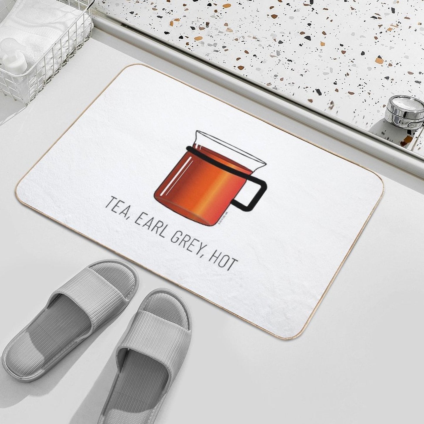 Tea, Earl Grey, Hot - Captain Picard, Star Trek TNG, (light Backgrounds)  Long-Lasting Bath Mat