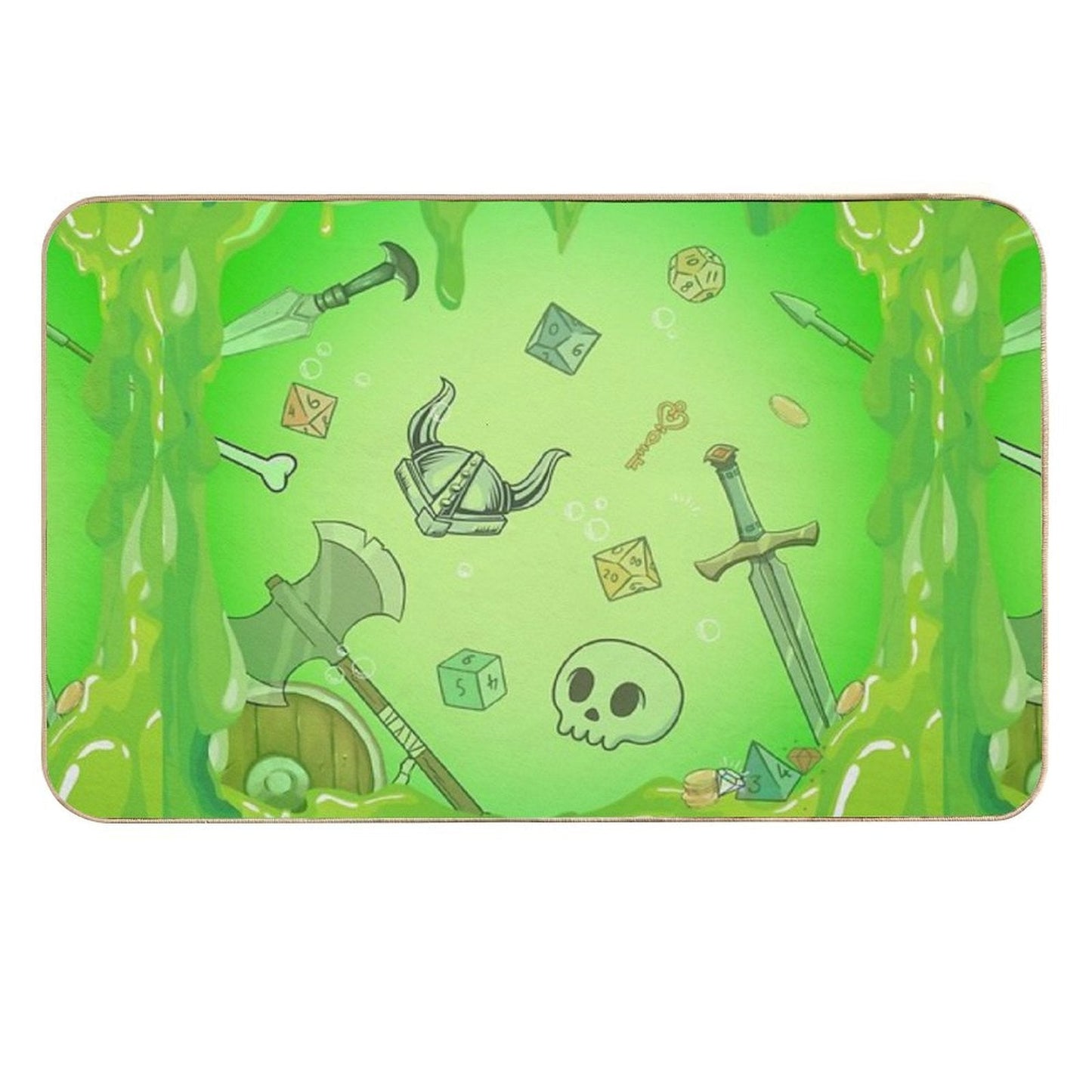 GELATINOUS CUBE Green Ooze Dnd Monster, Dnd Dice, Skull, Loot, Axe And Sword  Rapid-Drying Bath Mat