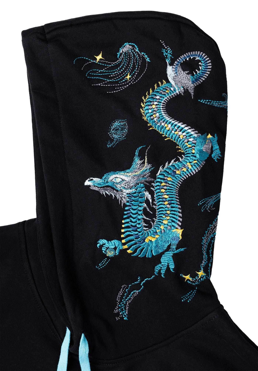 KH9000 Blue Dragon Embroidery Hoodie - Black / S