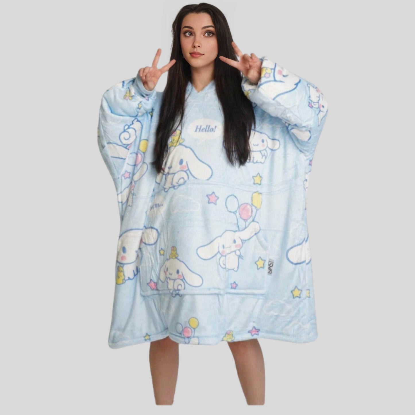 Cinnamoroll Wearable Blanket Hoodie for Kids & Adults | OLM Toys - Adult size