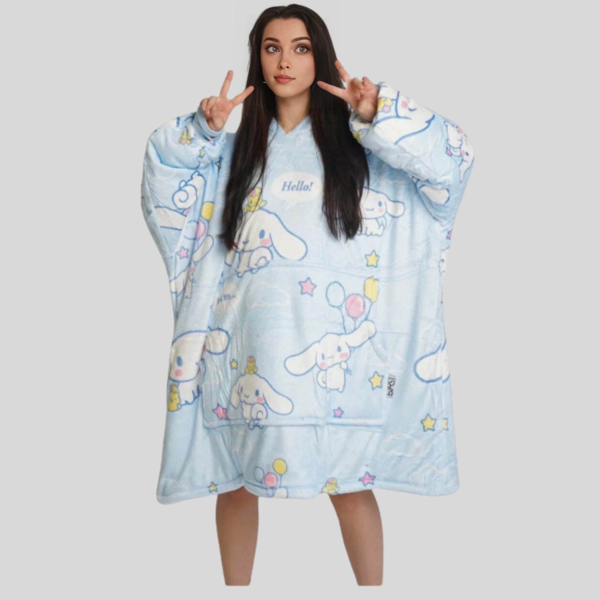 Cinnamoroll Wearable Blanket Hoodie for Kids & Adults | OLM Toys - Adult size