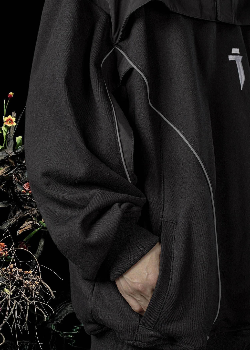 HiH29 Shadow Mixed Hoodie - Black / M