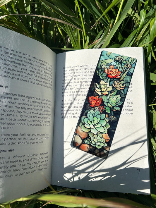 Succulent Bookmark – Handmade Plant Bookmark, Botanical Page Marker, Greenery Gift, Nature Lover Bookmark, Unique Succulent Gift