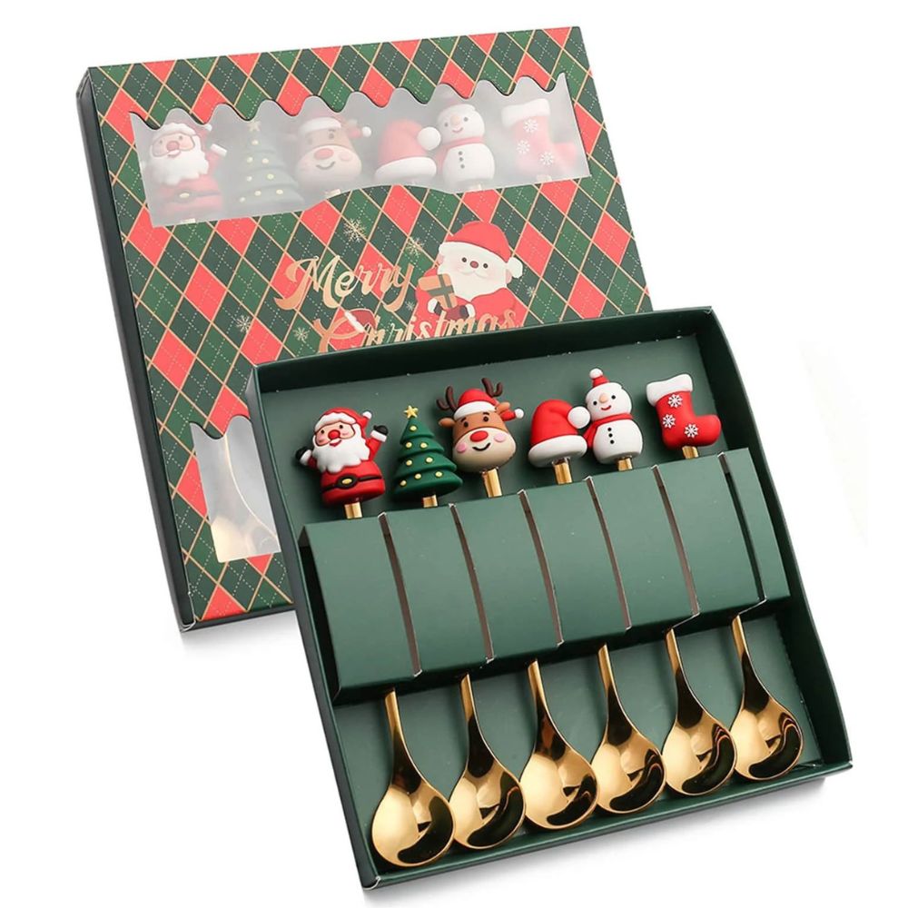 6Pcs Festive Stainless Steel Fork and Spoon Set