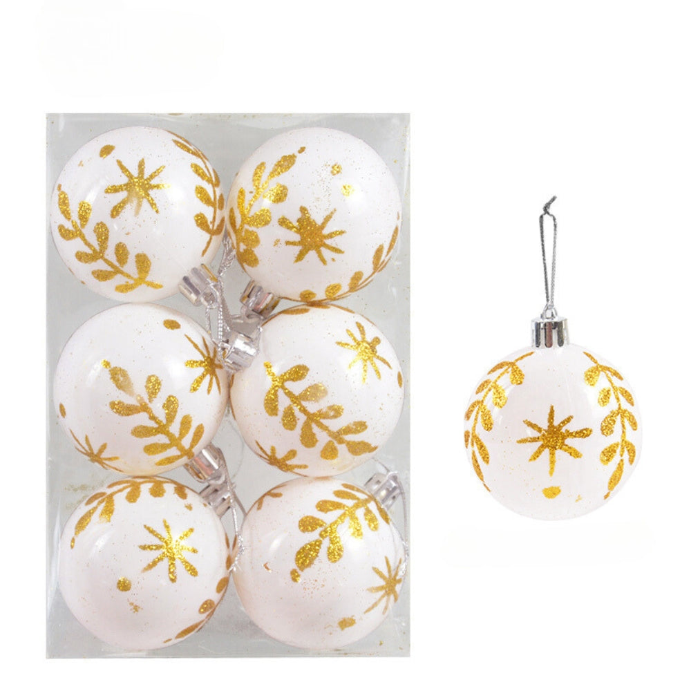 6pcs Transparent Snow Christmas Balls Pendants for Christmas Tree Decoration