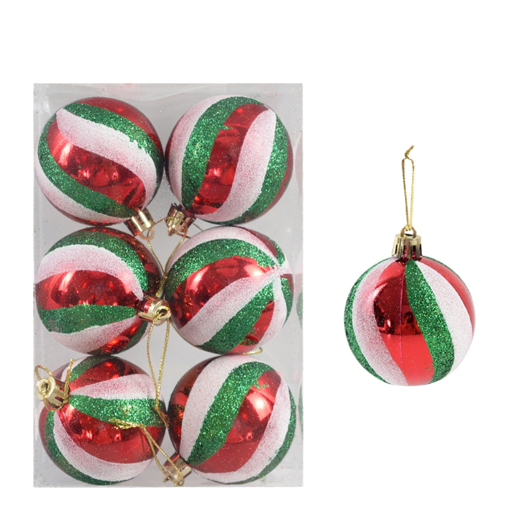 6pcs Transparent Snow Christmas Balls Pendants for Christmas Tree Decoration