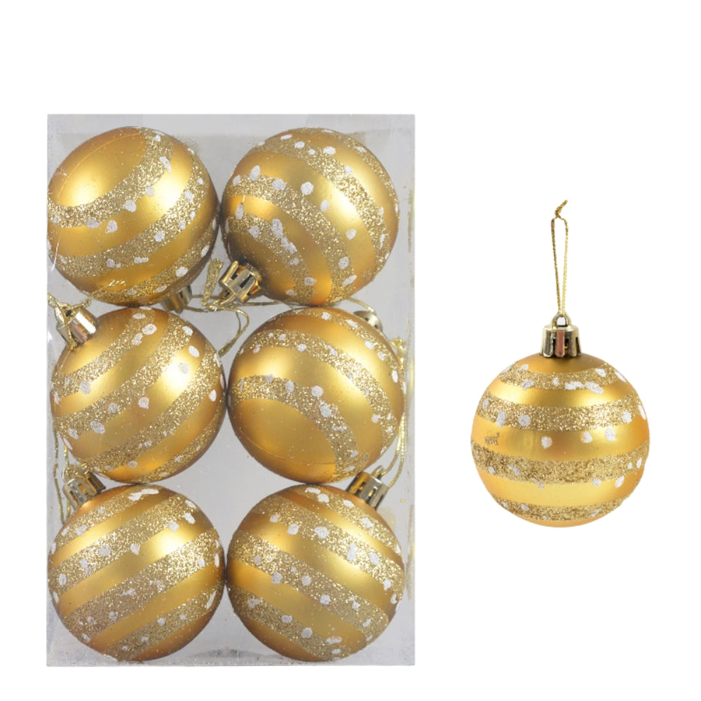 6pcs Transparent Snow Christmas Balls Pendants for Christmas Tree Decoration