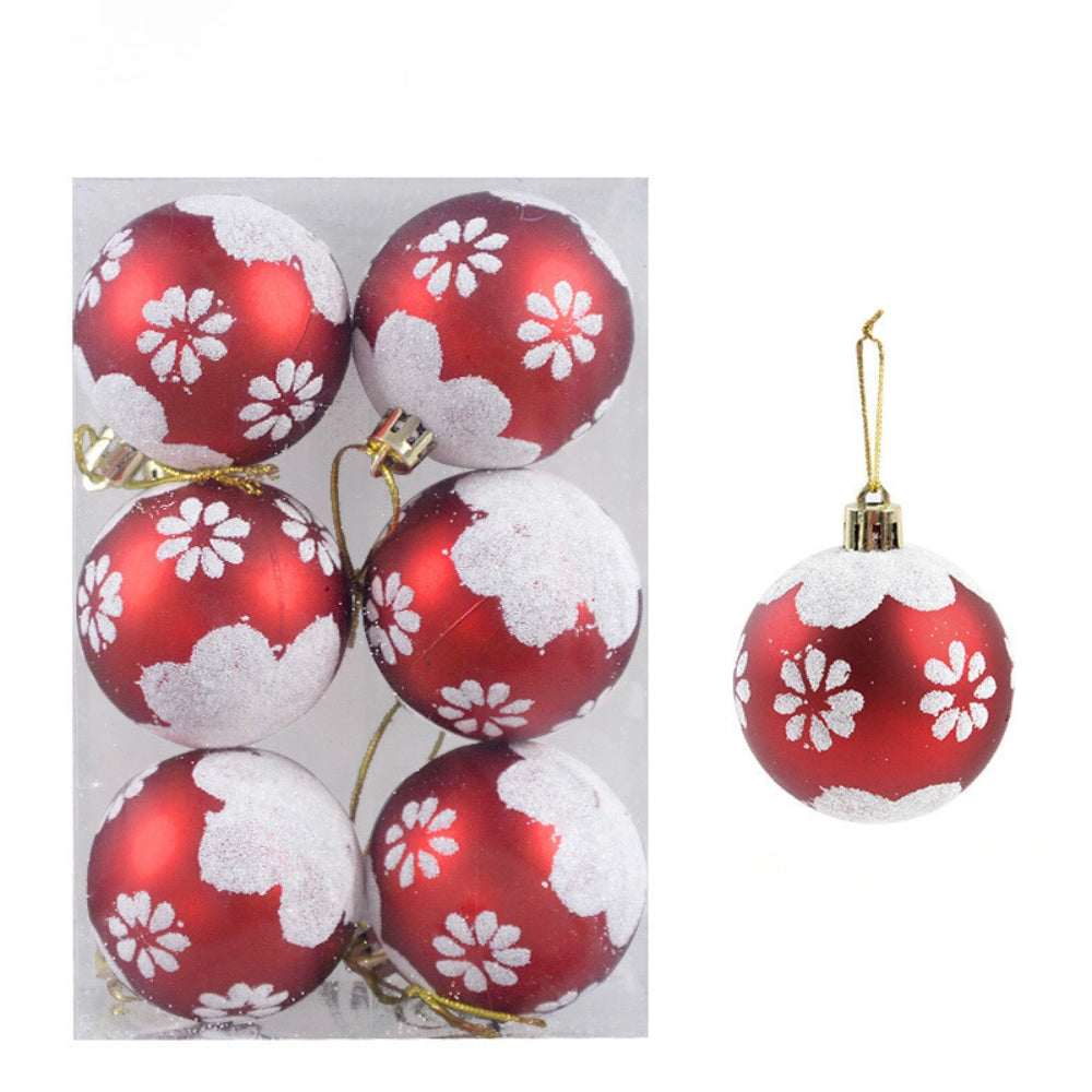 6pcs Transparent Snow Christmas Balls Pendants for Christmas Tree Decoration