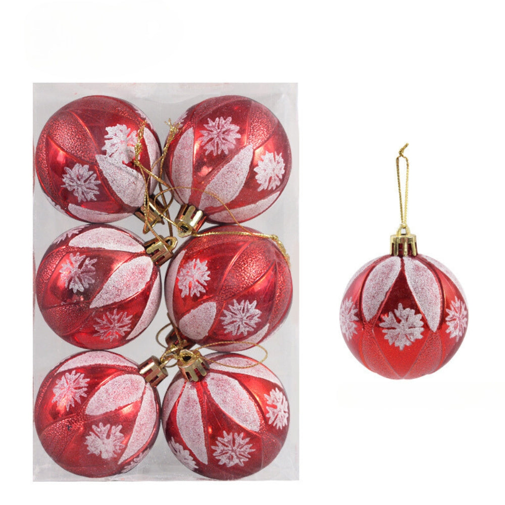 6pcs Transparent Snow Christmas Balls Pendants for Christmas Tree Decoration