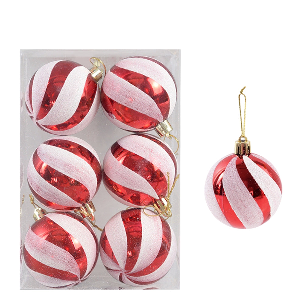 6pcs Transparent Snow Christmas Balls Pendants for Christmas Tree Decoration