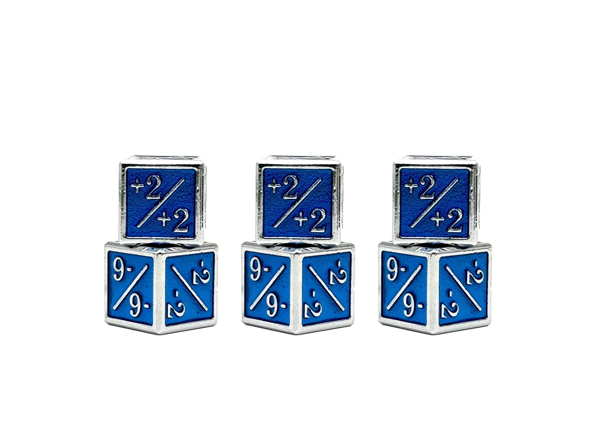 1/+1 & -1/-1 D6 Blue Pack of 6 CCG Metal Dice - 