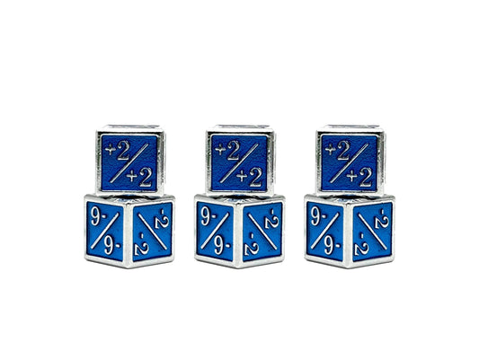 1/+1 & -1/-1 D6 Blue Pack of 6 CCG Metal Dice - 