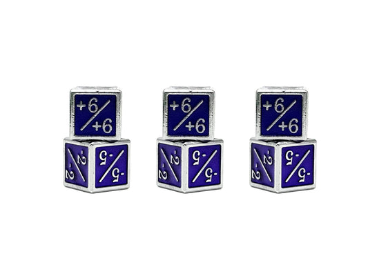 1/+1 & -1/-1 D6 Purple Pack of 6 CCG Metal Dice - 